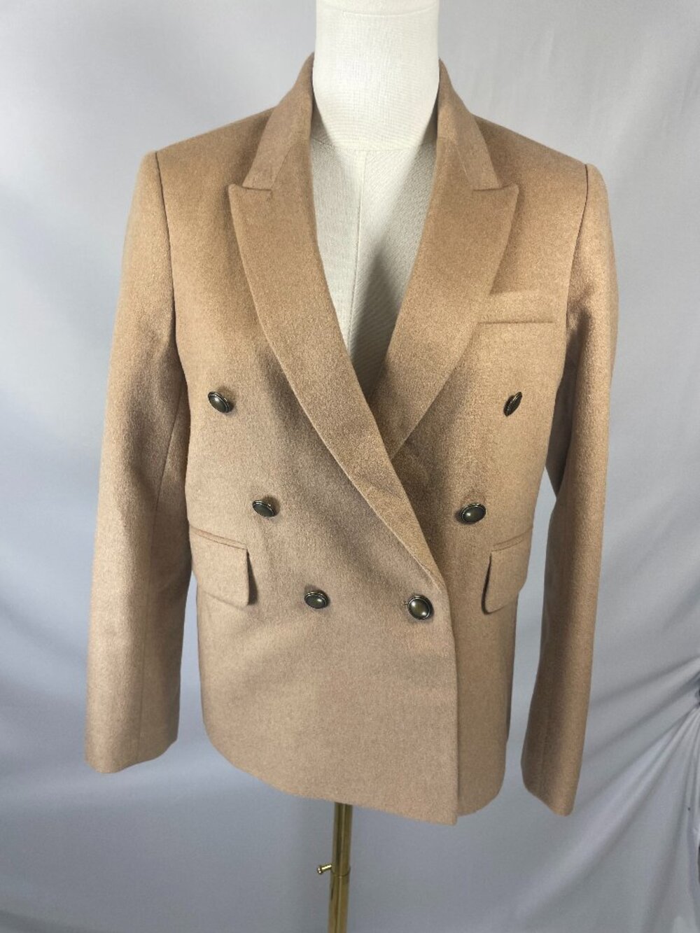 Nili Lotan Henry Double Breasted Camel Hair Wool Blend Tan Blazer Jacket 4